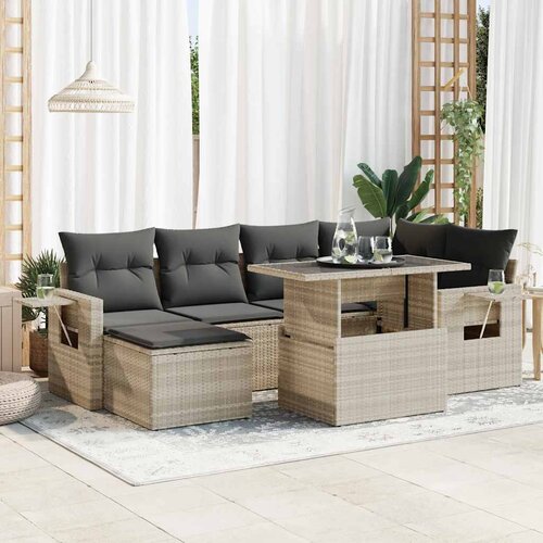 vidaXL 7-dijelni set vrtnih sofa svjetlosivi od poliratana Cijene