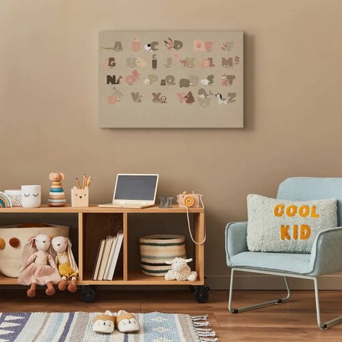  Slika - Alphabet at the Zoo - Joyful Animals and Their Names on a Beige Background 90x60 Premium Print Slike