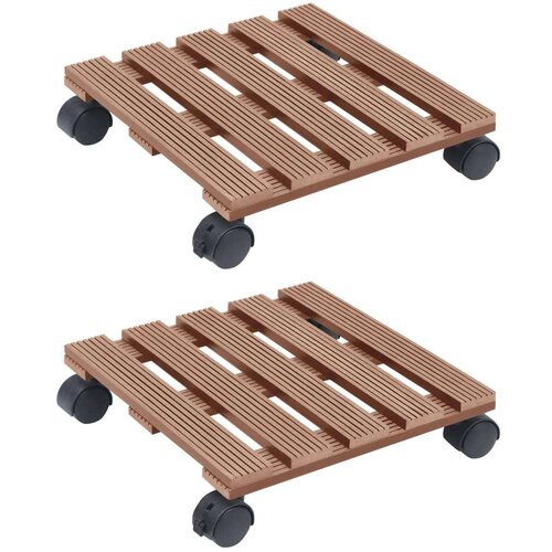 vidaXL Voziček za rastline 2 kosa rjav 30x30x7,5 cm WPC Cene