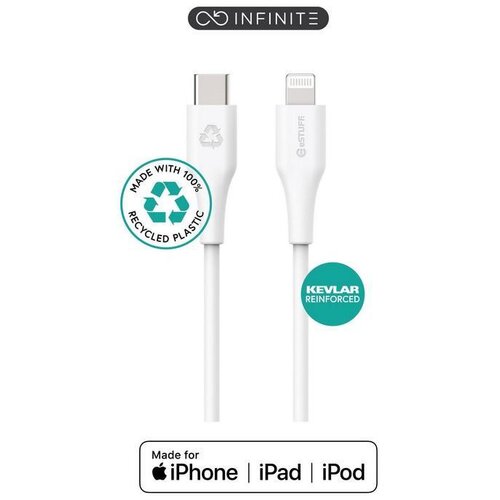 Estuff INFINITE kabel USB C-Lightning 2m, bel blister, 480Mbps, recikl. plastika, (5000117576) Cene