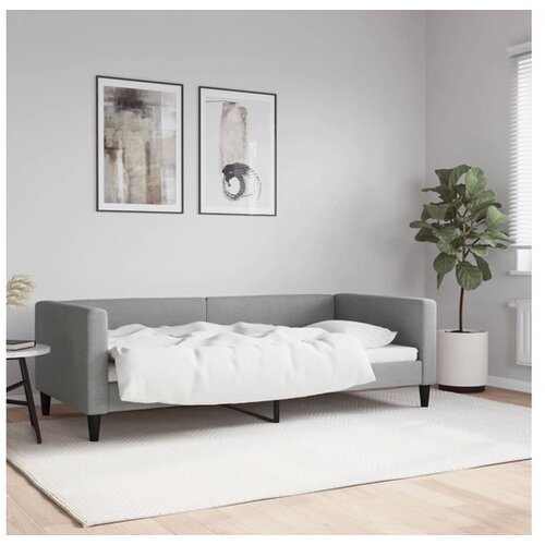 VidaXL Dnevni krevet svjetlosivi 90 x 190 cm od tkanine Slike