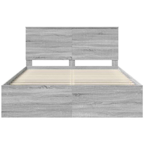  Okvir za krevet s uzglavljem Siva Sonoma 150 x 200 cm Slike