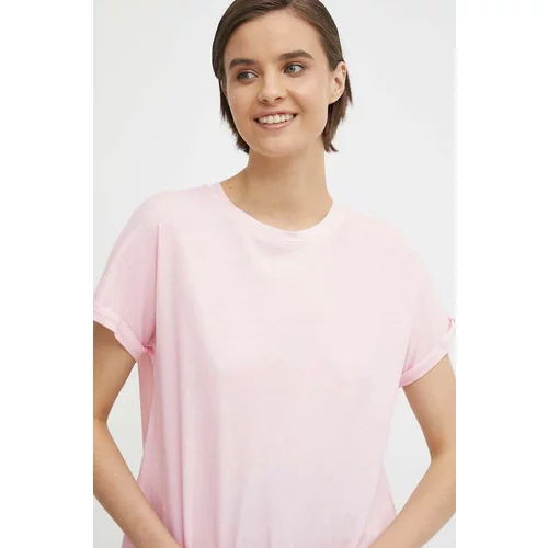 PepeJeans Bombažna kratka majica LIU ženska, roza barva, PL505832