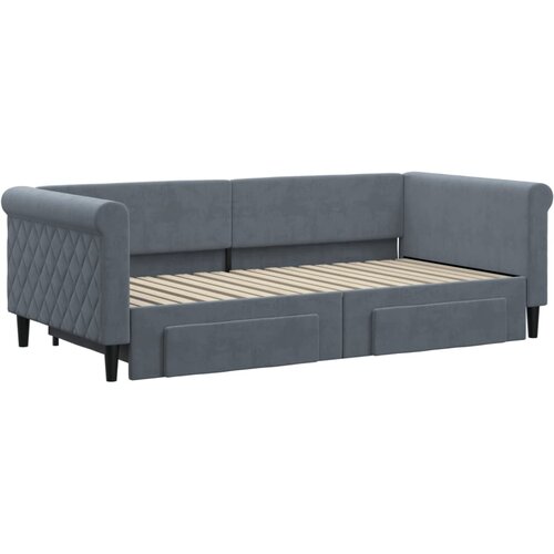  Dnevni krevet s pomoćnim ležajem i ladicama bez madraca tamno siva 90x190 cm Slike