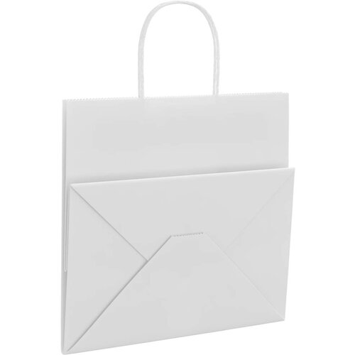  Papirnate vrećice 250 kom s ručkama bijele 26x17x25 cm Slike