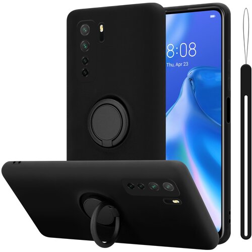  ohišje, združljiv s huawei v tekoči črni barvi - zaščitni pokrov iz fleksibilnega silikona tpu z obročem, (20591097) Cene
