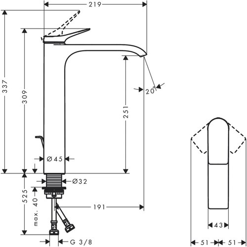 Hansgrohe 75040670 Vivenis 250 EcoSmart visoka armatura za umivalnik črna Slike