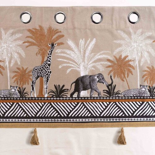 Douceur d int&amp;eacute;rieur Bombažna zavesa v rjavi in naravni barvi 140x240 cm Kenya Lodge &amp;ndash; Slike