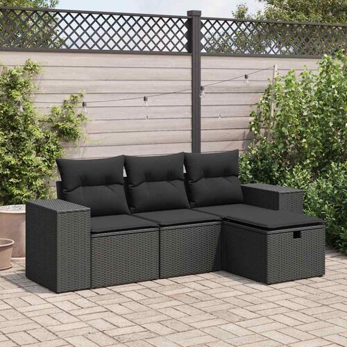  4-dijelni set vrtnih sofa od poliratana s jastucima crni Cijene