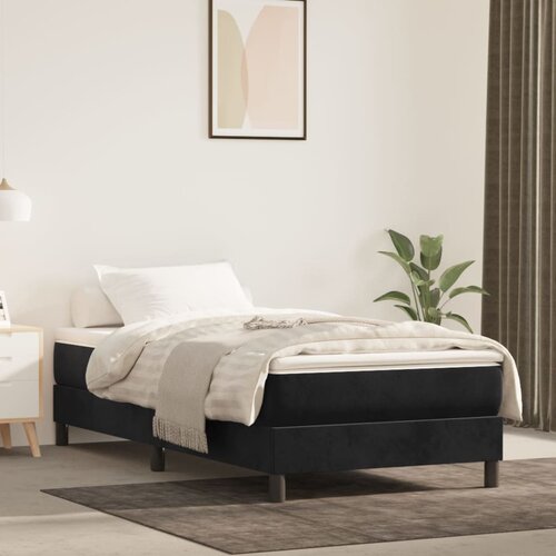 The Living Store Box spring postelja z vzmetnico črna 90x200 cm žamet - Box Spring Postelja, (21492942) Slike
