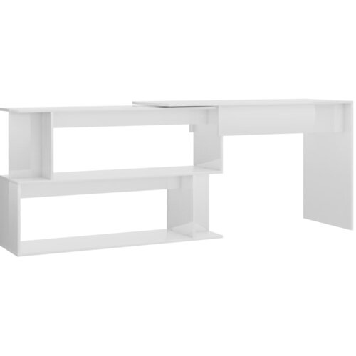 Maison Chic Kotna Pisalna miza - pisarni&amp;scaron;ka miza - Računalni&amp;scaron;ka miza visok sijaj bela 200x50x76 cm iverna plo&amp;scaron;ča, (21785354) Slike