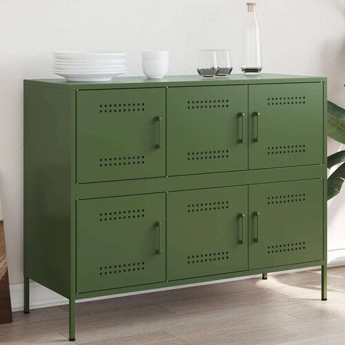 vidaXL Komoda olivno zelena 100,5x39x79 cm hladno valjano jeklo Cene