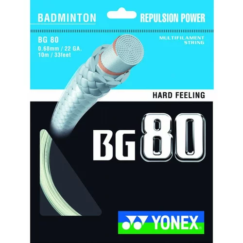 Yonex BG 80 Žice za badminton reket, bijela, veličina