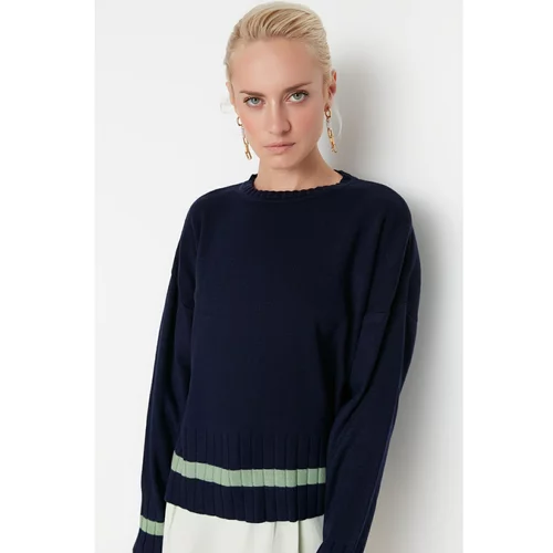 Trendyol Navy Blue Color Block Knitwear Sweater