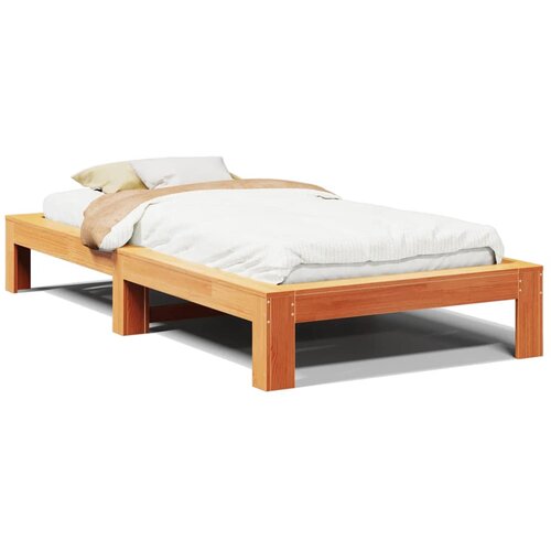 vidaXL Posteljni okvir brez vzmetnice voščeno rjav 100x200 cm borovina, (21369010) Cene