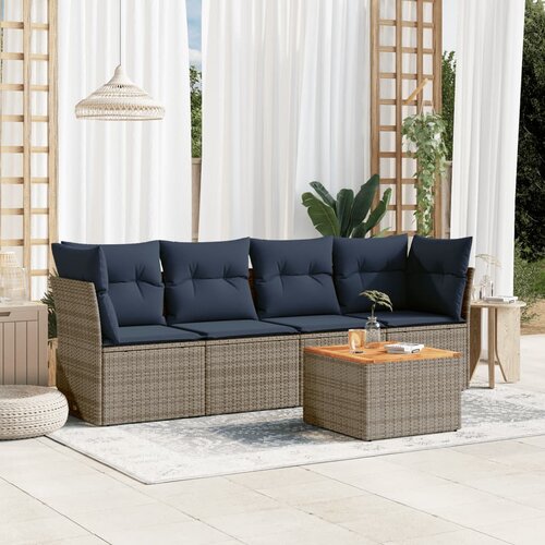 vidaXL 5-dijelni set vrtnih sofa od poliratana s jastucima sivi Cene