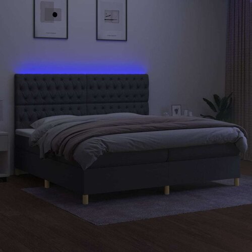  Box spring s madracem LED tamnosivi 200x200 cm tkanina Slike