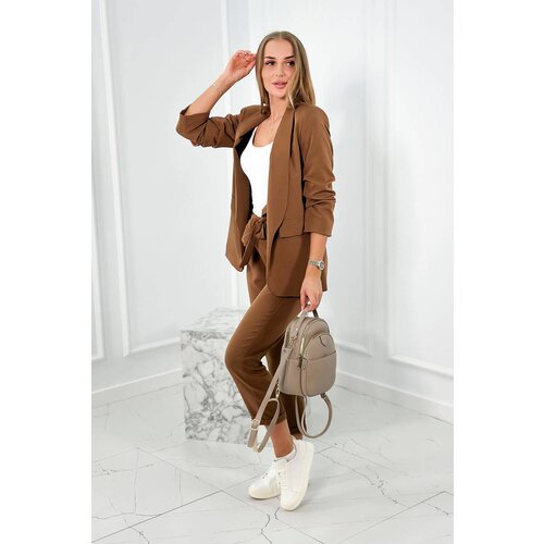 Kesi Elegant jacket complete with trousers with tie at the front cappuccino Slike