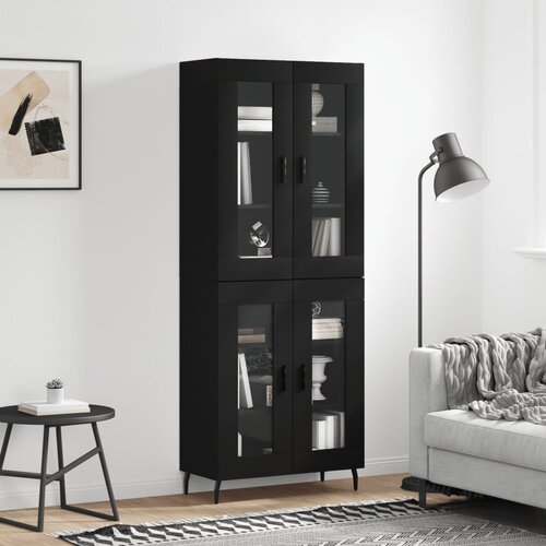 vidaXL Visoka komoda črna 69,5x34x180 cm inženirski les Cene