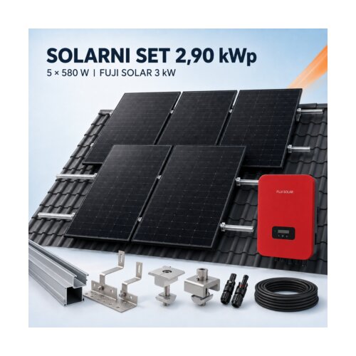  Solarni set 3 kW – Tongwei 2,90 kWp + Fuji Solar inverter – za krov s crijepom Cene