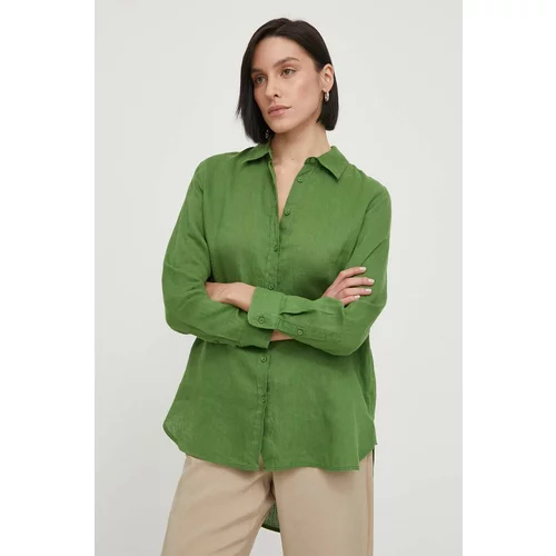 United Colors Of Benetton Lanena srajca zelena barva