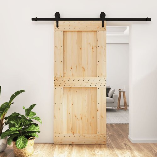 vidaXL Drsna vrata s kompletom vodil 90x210 cm trdna borovina Cene