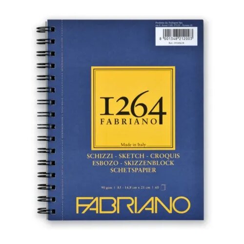 Fabriano Blok 1264 sketch 14,8x21 (A5) 90g 60L pale ivory spiralni top side 19100636 Cijene
