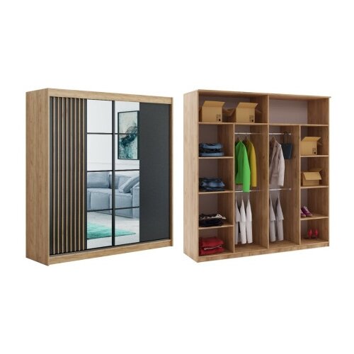 Art Invest Klizni plakar Koko Hrast/Artisan sa ogledalom 2500x2150x580 Cene