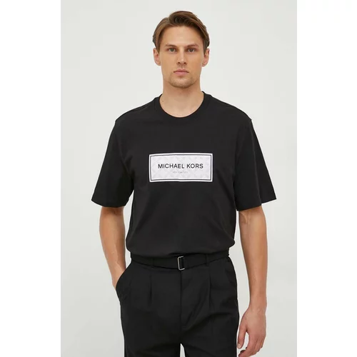 Michael Kors Bombažna kratka majica moški, črna barva