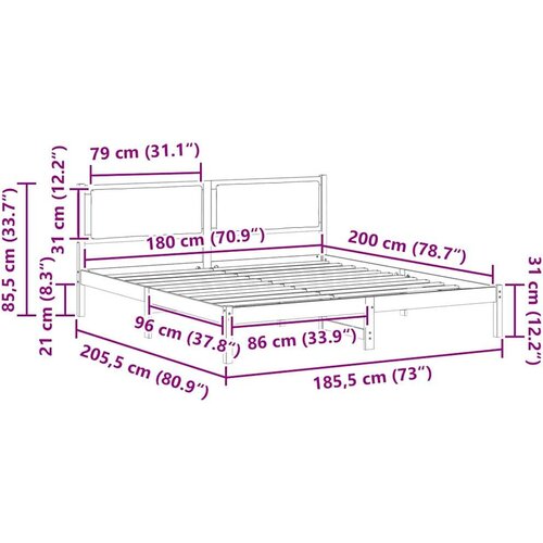  Okvir za krevet s uzglavljem Tamno siva 180 x 200 cm Slike