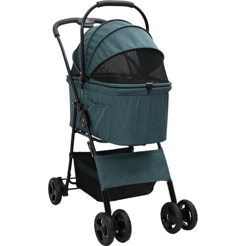 vidaXL Zložljiva otro&scaron;ka voziček Zelena 81 x 47 x 99 cm Oxford tkanina Cene