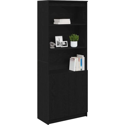 VidaXL Visoka komoda crna hrast 70x35x180 cm od konstruiranog drva Slike