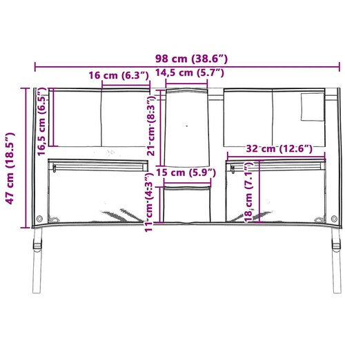  Vreća za spremanje s pohranom Crna i Plava 98 x 47 cm oxford Slike