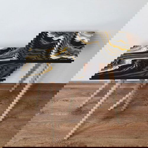 Hanah home 2Shp74 - white whiteblackgoldblack nesting table (2 pieces) Cene