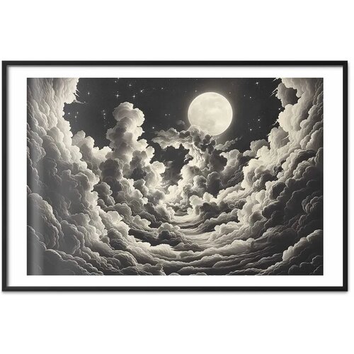  Plakat Moon and Stars Singing Among the Great Clouds 90x60 Crni okvir s margom Slike