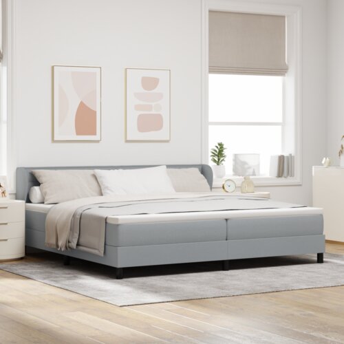 vidaXL Box Spring Krevet s Madracem Svjetlosiva 200x200 cm Tkanina Cene