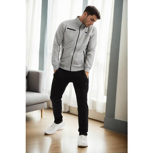 Dewberry 51357 Plus Size Mens Tracksuit Set-GREY Cene