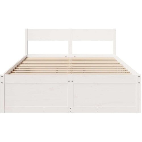 VidaXL Okvir za krevet s ladicama bijeli 135 x 190 cm od borovine Slike