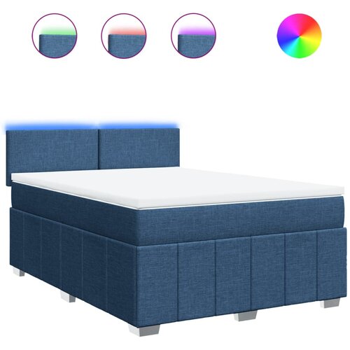 vidaXL Box spring postelja z vzmetnico modra 140x190 cm blago, (21310481) Cene