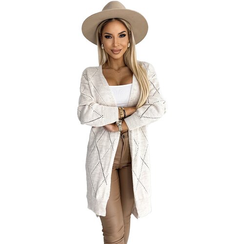 Numoco Women&amp;#039;s cardigan with a longer back - beige Slike