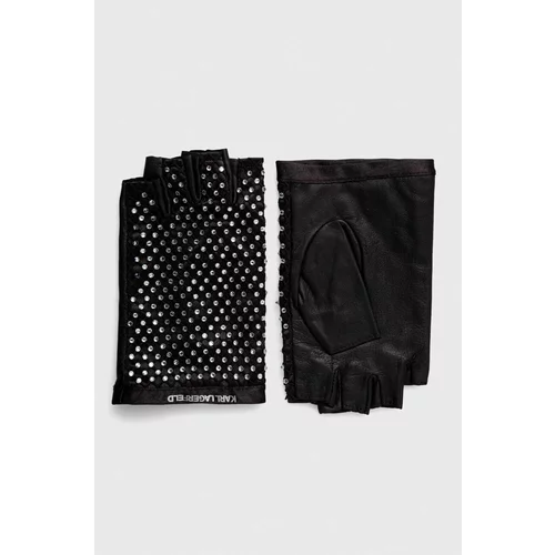 Karl Lagerfeld Rokavice brez prstov ženski, črna barva