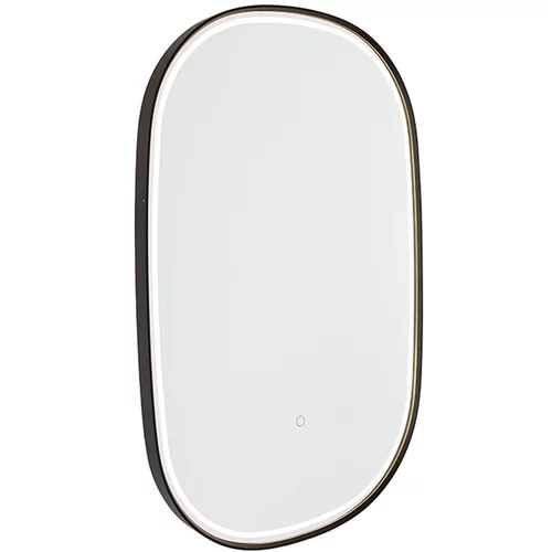 QAZQA Professional Kopalniško ogledalo črno z LED z zatemnilnikom na dotik ovalno - Miral