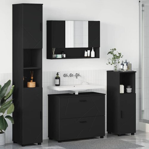 vidaXL Set namještaja za kupaonicu Zidne 4 pcs Crna 30 x 35 x 192 cm Cene