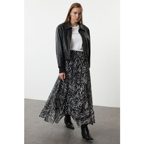 Trendyol Black Ruffle Detailed Woven Skirt Cene