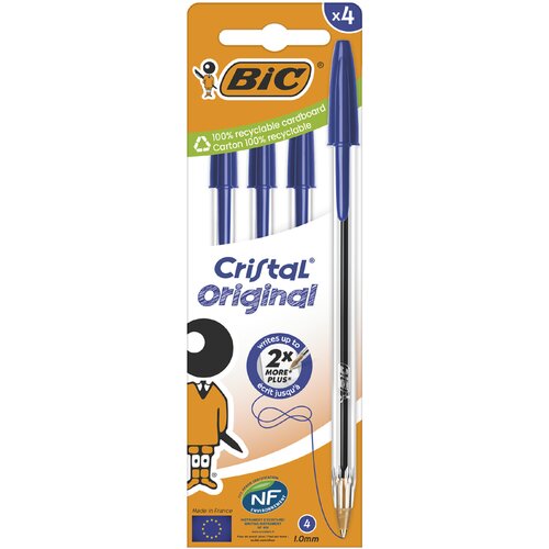 Bic Cristal Original kemični svinčnik, moder, kartonska &scaron;katla 4, (21655624) Cene