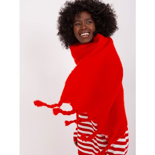 Fashion Hunters Red warm scarf with fringe Cene