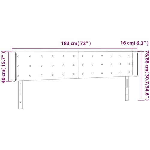  LED uzglavlje crno 183x16x78/88 cm bar&amp;scaron;unasto Slike