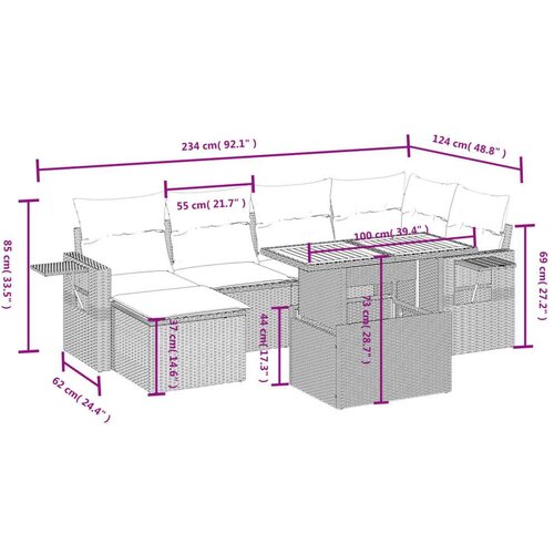 vidaXL 7-dijelni set vrtnih sofa od poliratana s jastucima bež Cijene