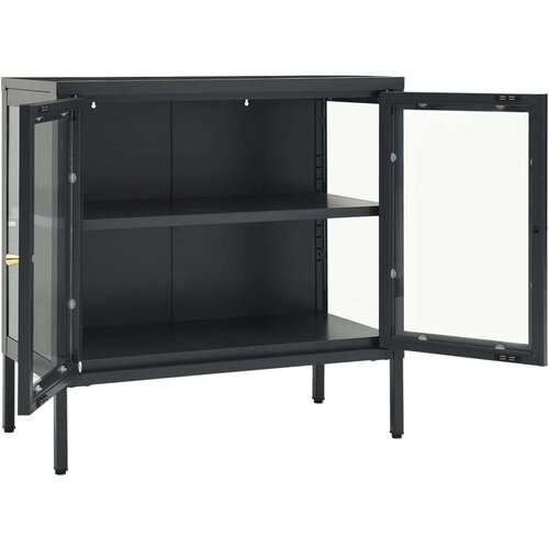 VidaXL Stranska omarica antracitna 70x35x70 cm jeklo in steklo Slike