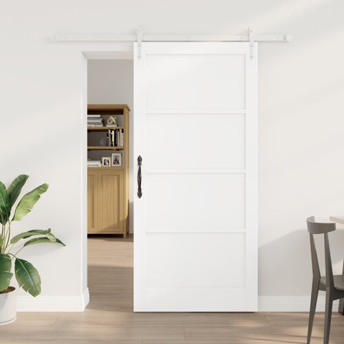 VidaXL Klizna vrata s hardverskim setom Bijela 93x202 cm Čvrsto drvo Bor Slike